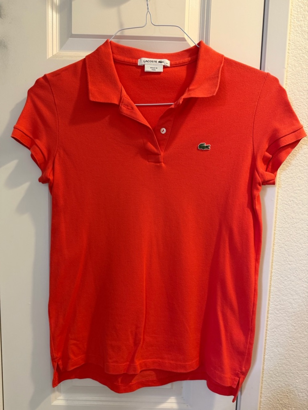 Lacoste Women's Bright Red Short-Sleeve Polo Top